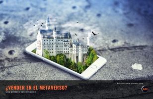 imagen de un movil en 3d que habla de vender en el metaverso